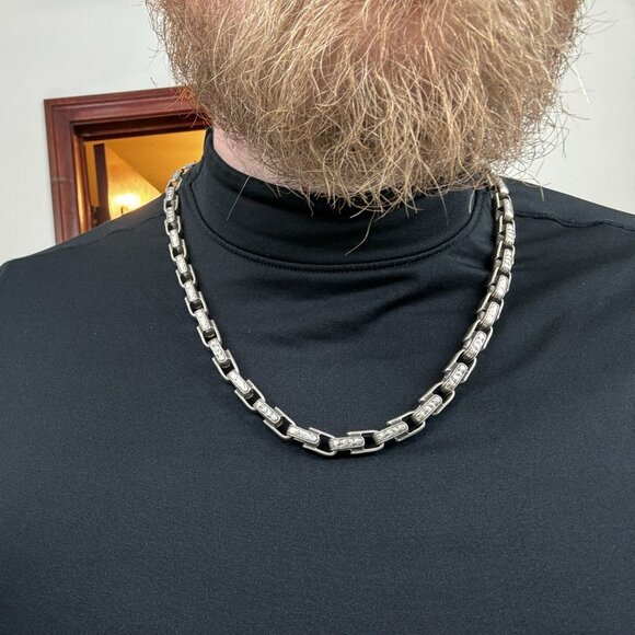 JOHN VARVATOS "Distressed" Chain Necklace in Sterling MSRP $1598 - Picture 8 of 8